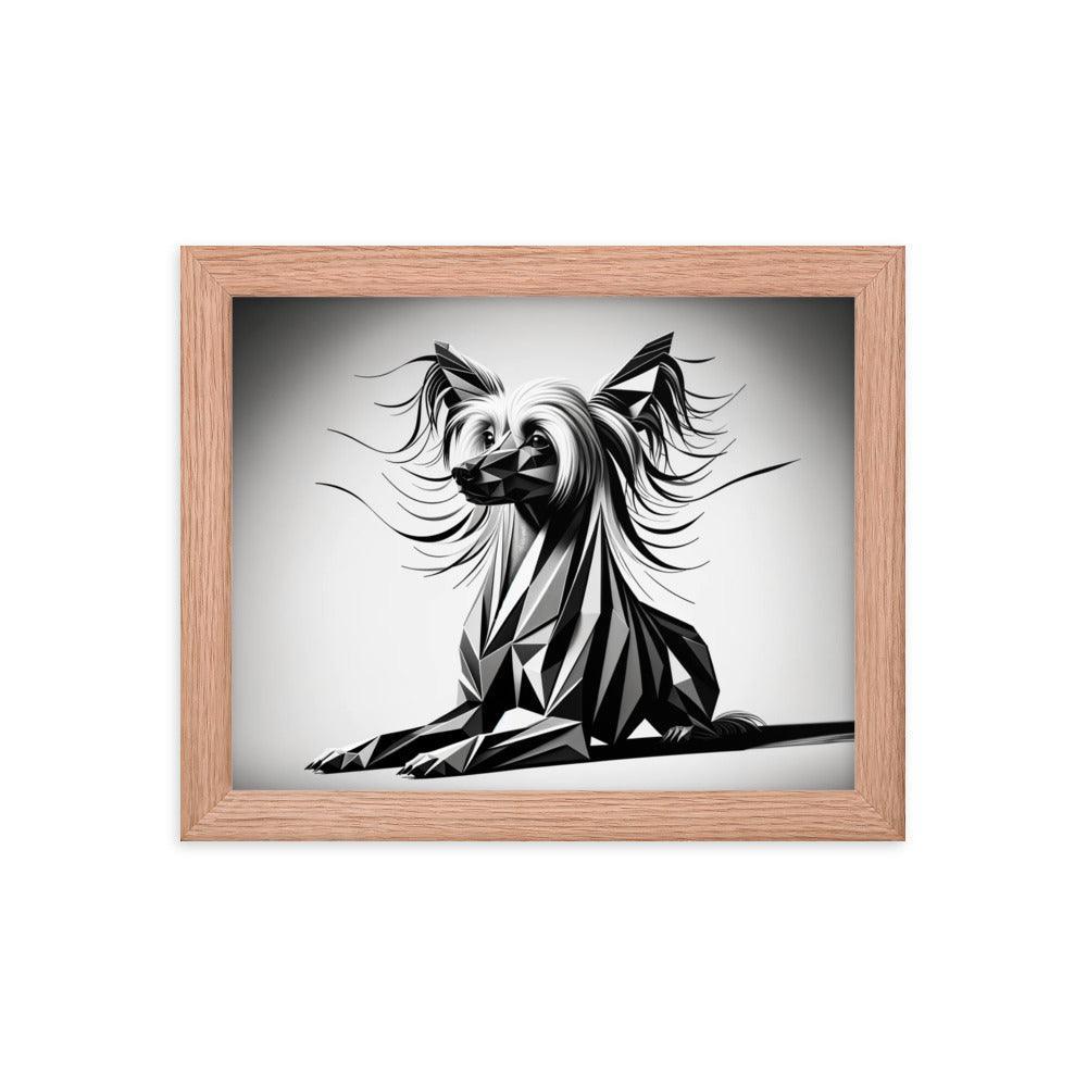 Chinese Crested Dog Geometric Portrait Framed Poster - Oh Posters