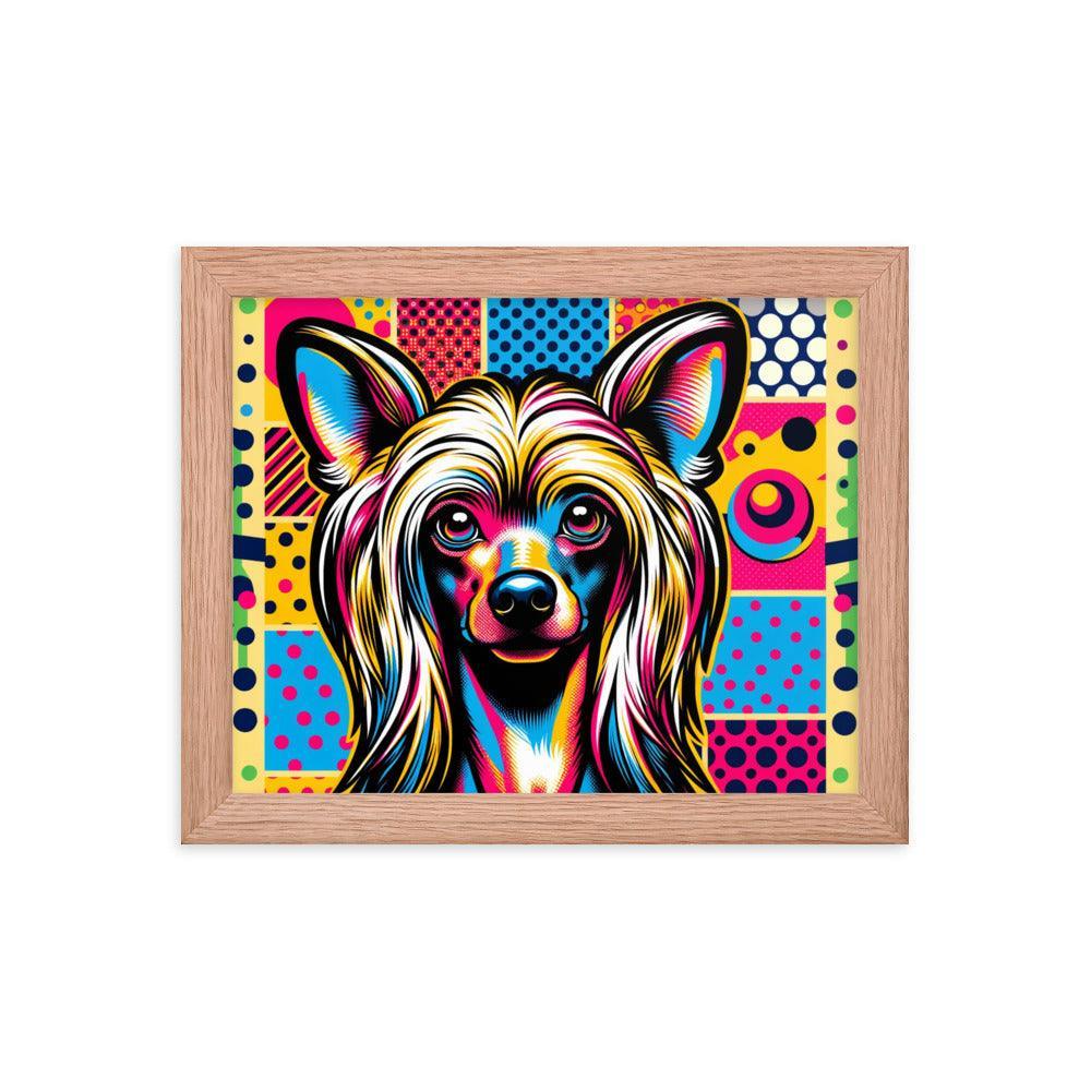 Chinese Crested Dog Pop Art in Bright Graphic Style Framed Poster - Oh Posters