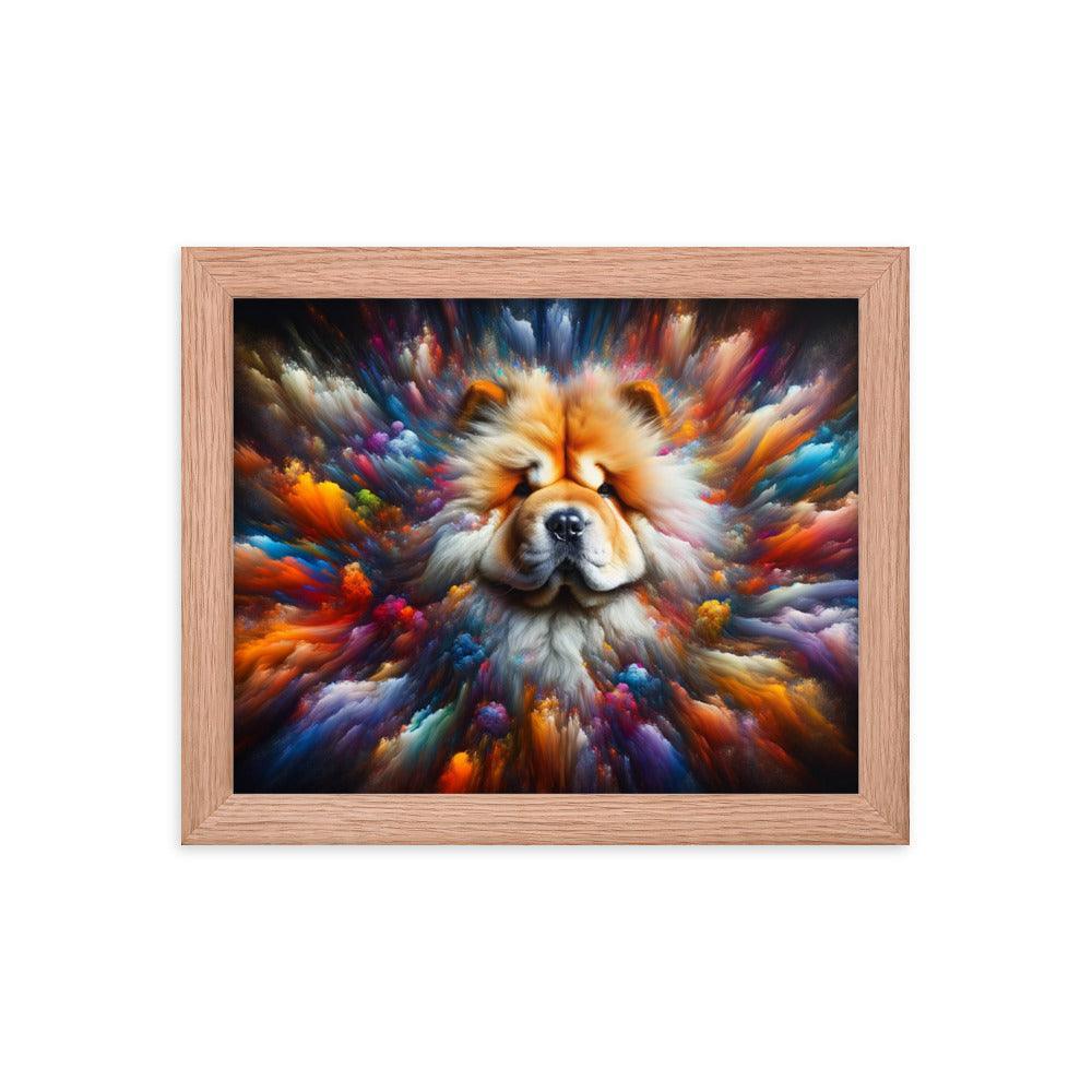 Chow Chow Abstract Burst of Vibrant Colors and Shapes Framed Poster - Oh Posters