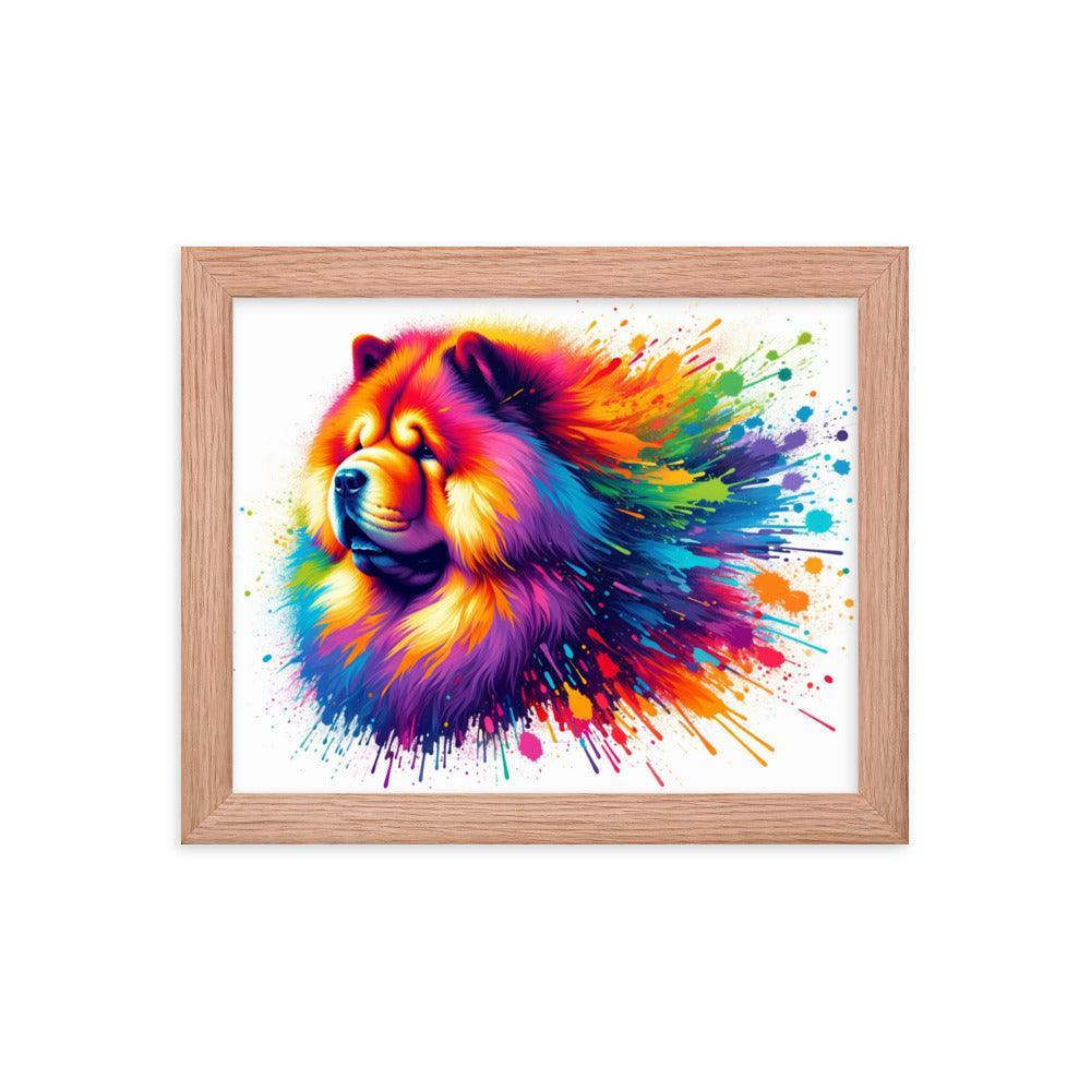 Chow Chow Rainbow Splatter Dynamic Spectrum Framed Poster - Oh Posters