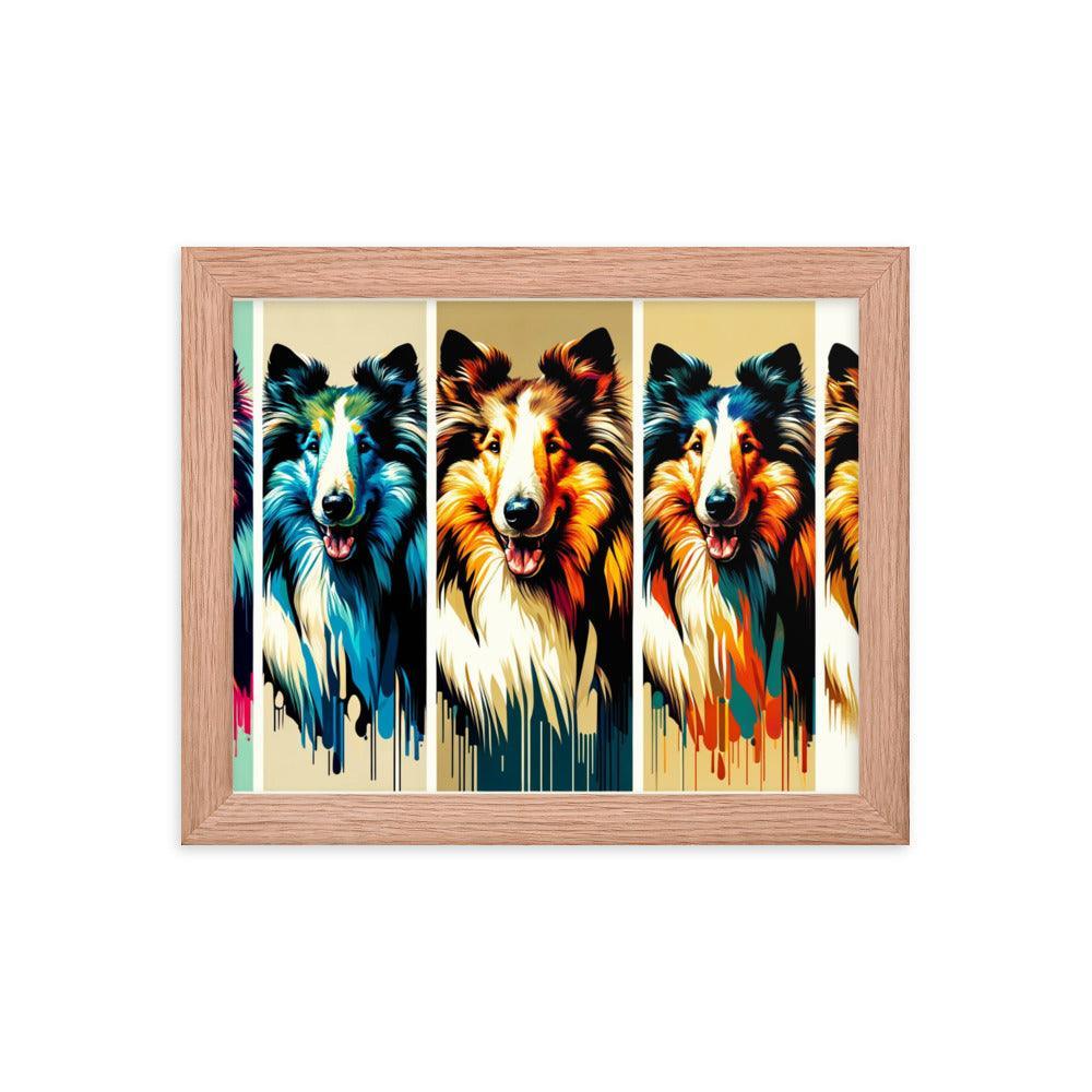 Rough Collie Dog Online Art Montage Vibrant Modern Styles Framed Poster - Oh Posters