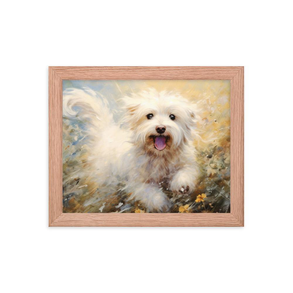 Coton De Tulear Autumn Bliss Flurry of Leaves and Light Framed Poster - Oh Posters