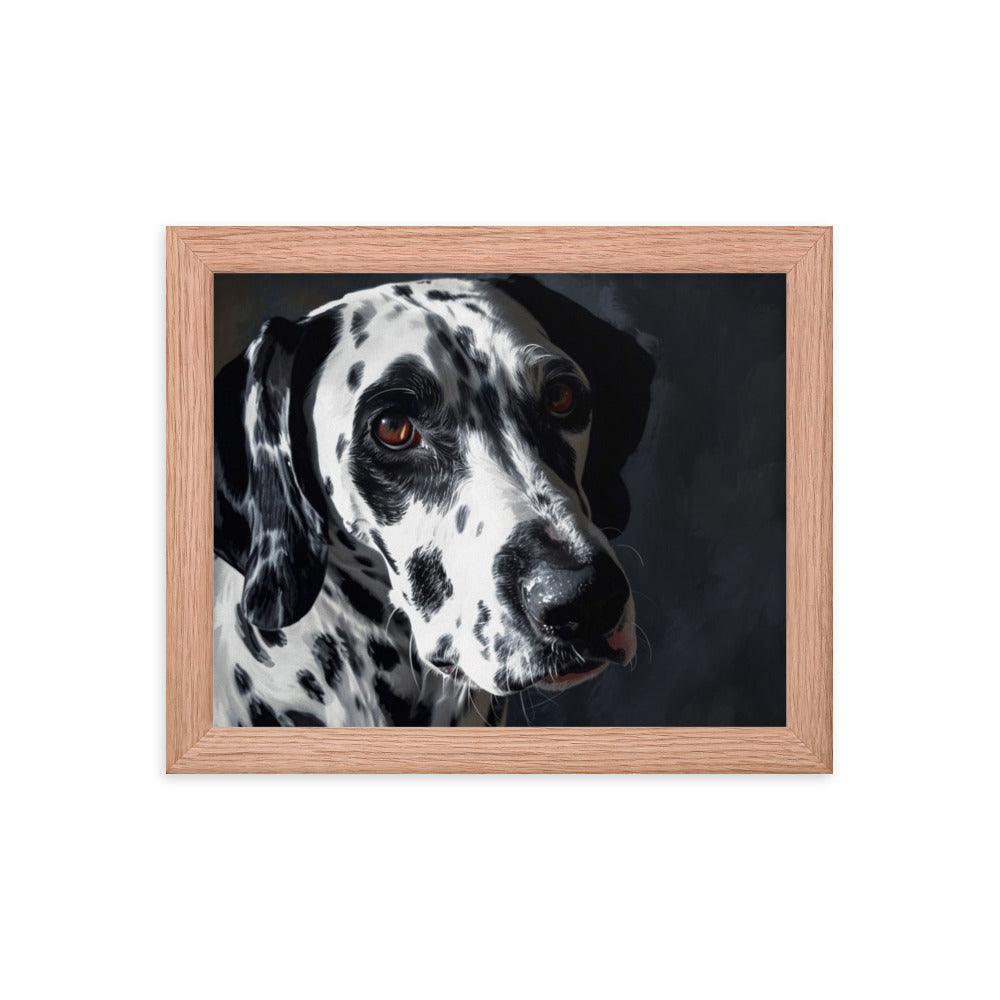 Dalmatian Dark Elegance Dog Portrait Framed Poster - Oh Posters