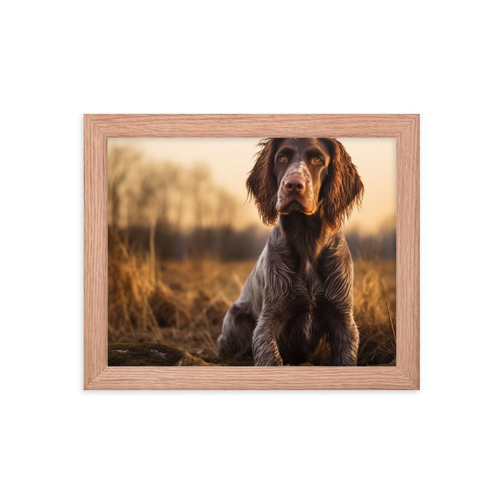 German Longhaired Pointer Golden Hour Outdoor Framed Poster - Oh Posters