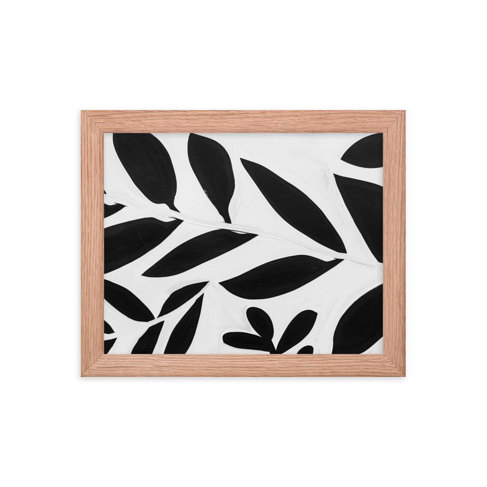 Textured Leaf Contrast Silhouette Monochrome Painting Framed Poster - Oh Posters