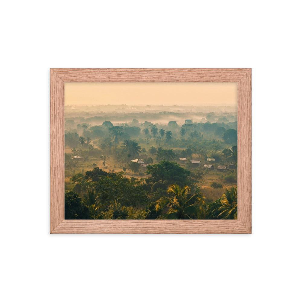 Early Morning Fog Over Benin Village Digital Art Framed Poster - Oh Posters