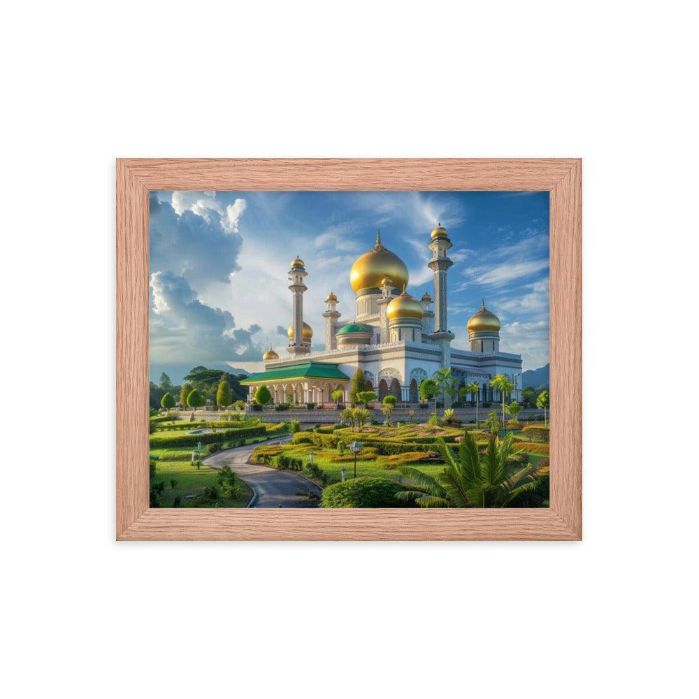 Brunei Sultan Mosque Sunset Landscape Photography Framed Poster - Oh Posters