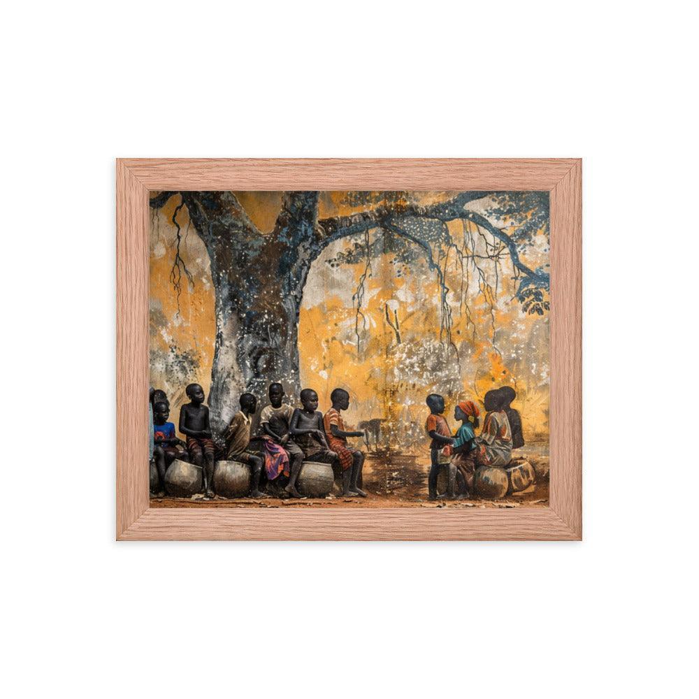 Central African Children Under Baobab Tree Vintage Framed Poster - Oh Posters