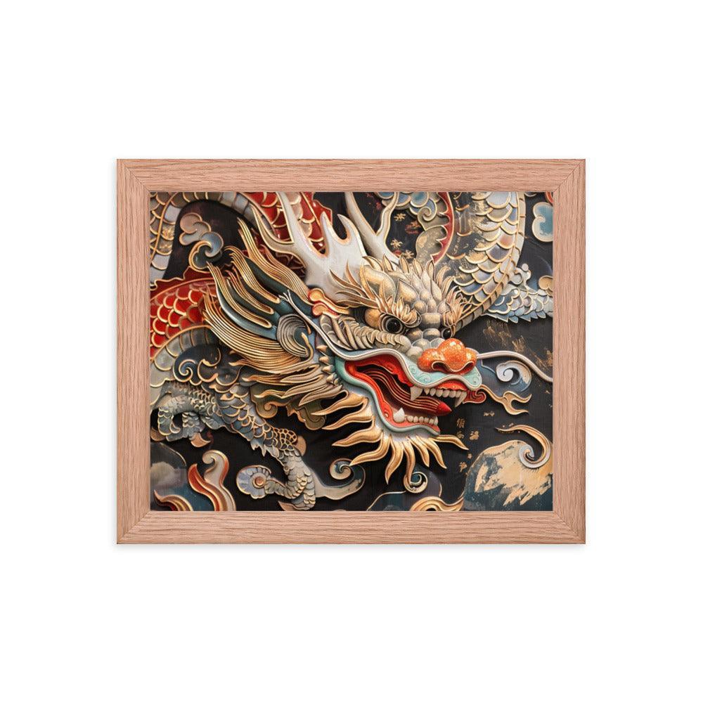 China Classic Dragon Sculpture Artwork Framed Poster - Oh Posters