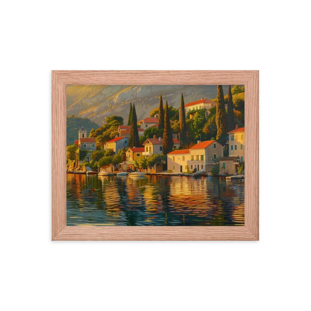 Croatia Golden Sunset Over Coastal Village Art Framed Poster - Oh Posters