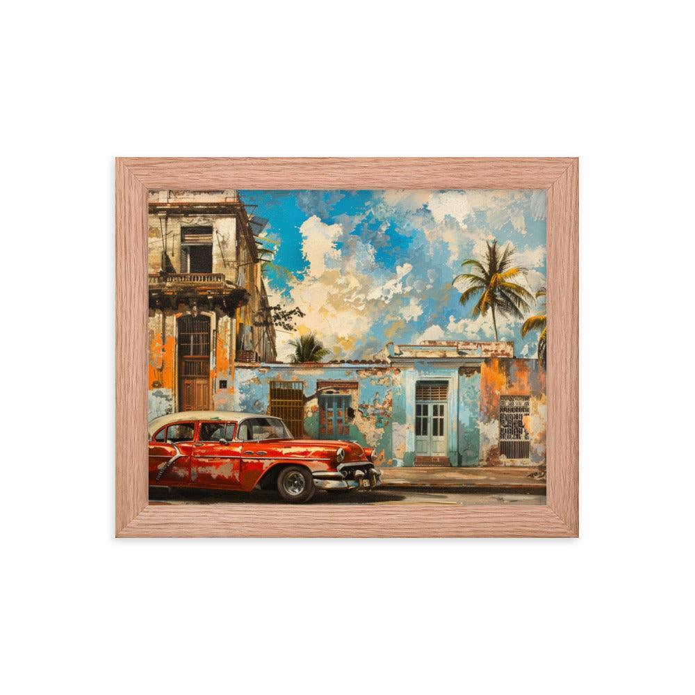 Cuba Classic Car and Historical Buildings Street Scene Framed Poster - Oh Posters