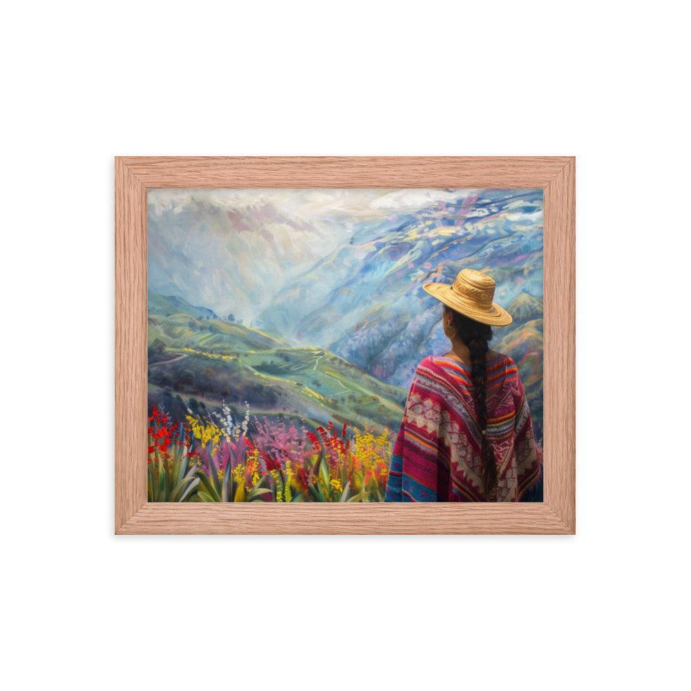 Ecuador Highlands Woman Scenic Painting Framed Poster - Oh Posters