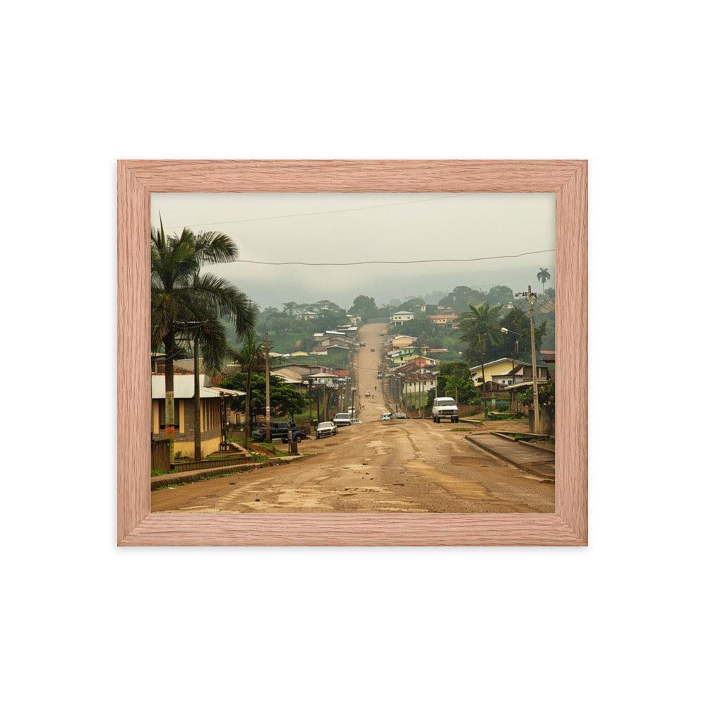 Equatorial Guinea Misty Town Street View Framed Poster - Oh Posters