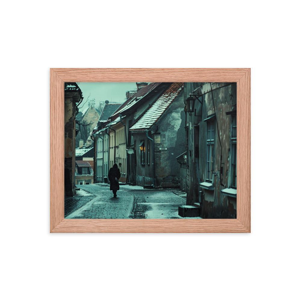 Estonia Winter Evening in Old Town Framed Poster - Oh Posters