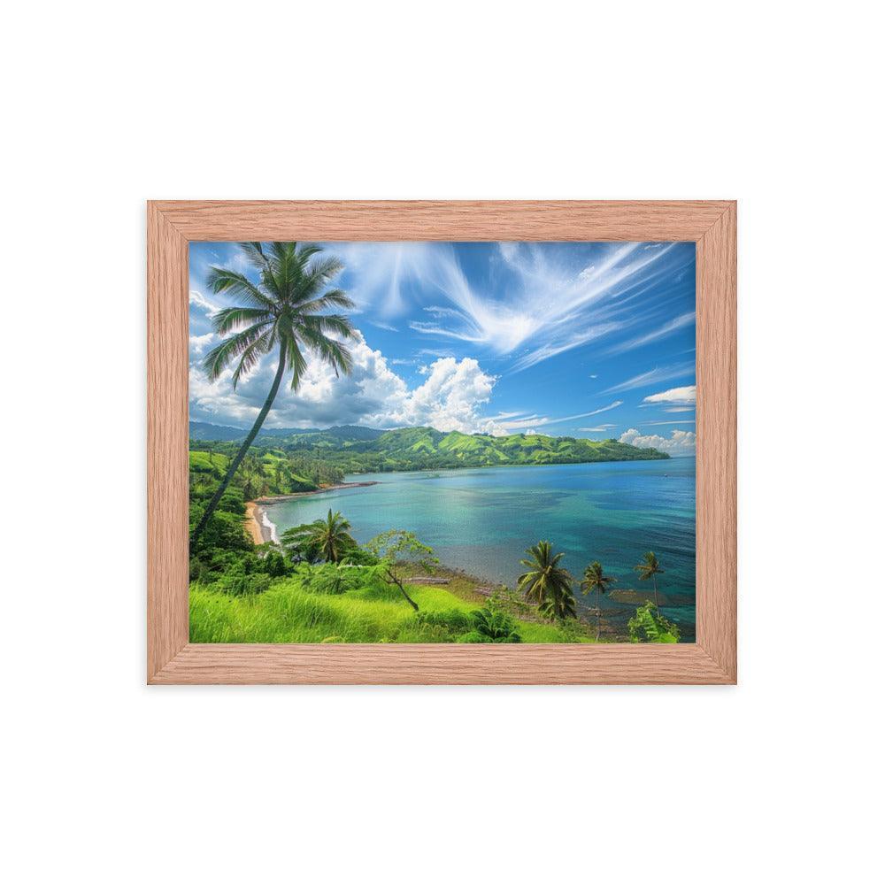 Fiji Tropical Beach Paradise Scenic Landscape Framed Poster - Oh Posters