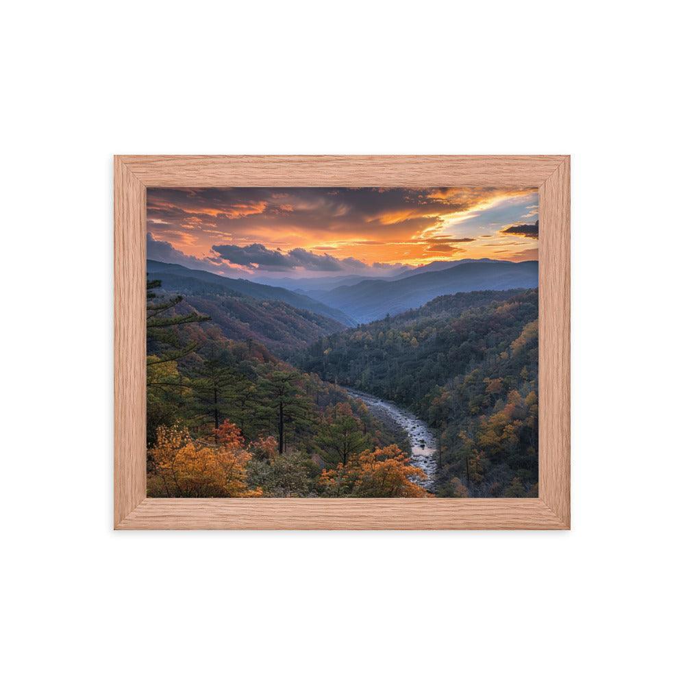 Georgia Sunset Over Mountain Valley Framed Poster - Oh Posters