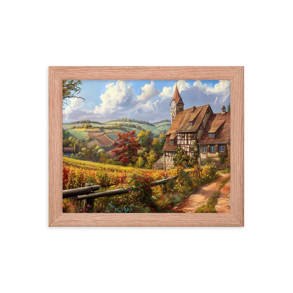 Germany Scenic Vineyard Cottage Landscape Framed Poster - Oh Posters