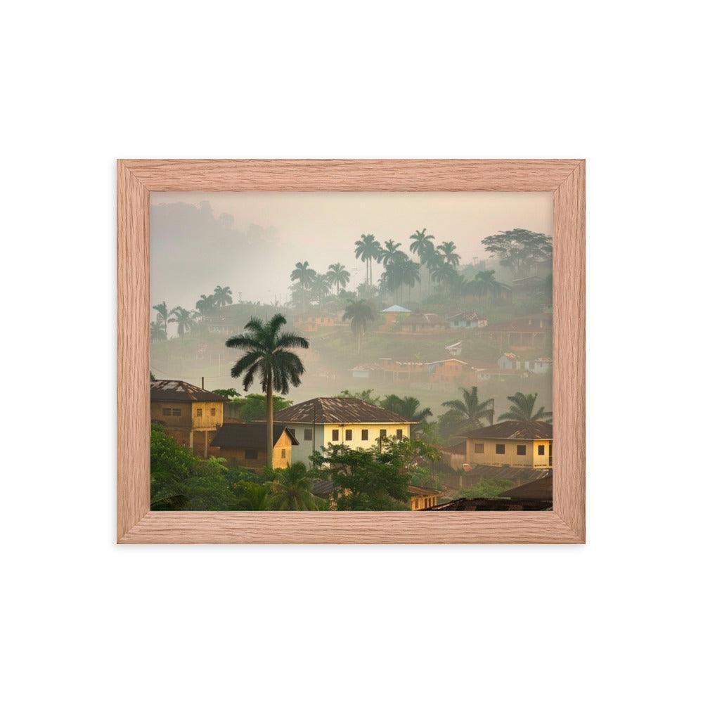 Ghana Misty Hillside Village Morning Framed Poster - Oh Posters