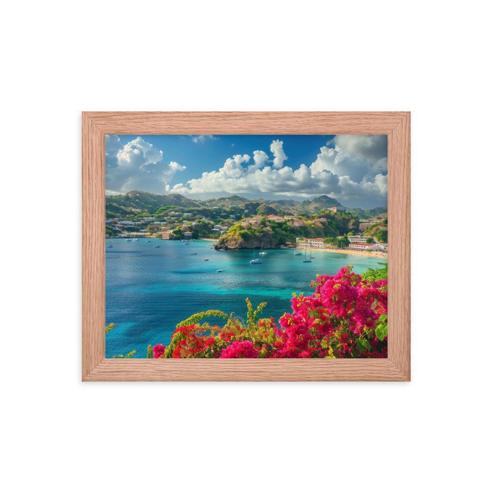 Grenada Tropical Bay Lush Hillside Framed Poster - Oh Posters