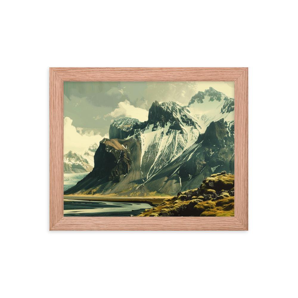 Iceland Dramatic Snowy Peaks Landscape Framed Poster - Oh Posters