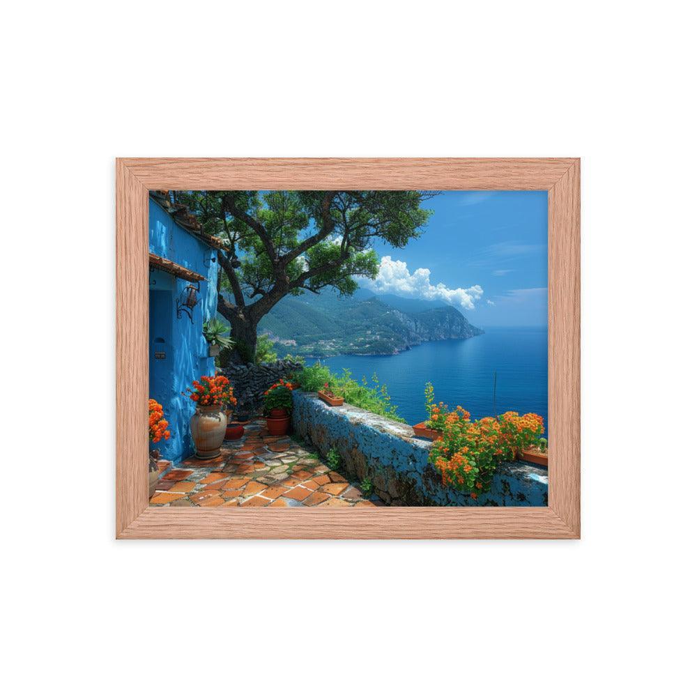 Italy Amalfi Coast Vibrant Seaside Villa Framed Poster - Oh Posters