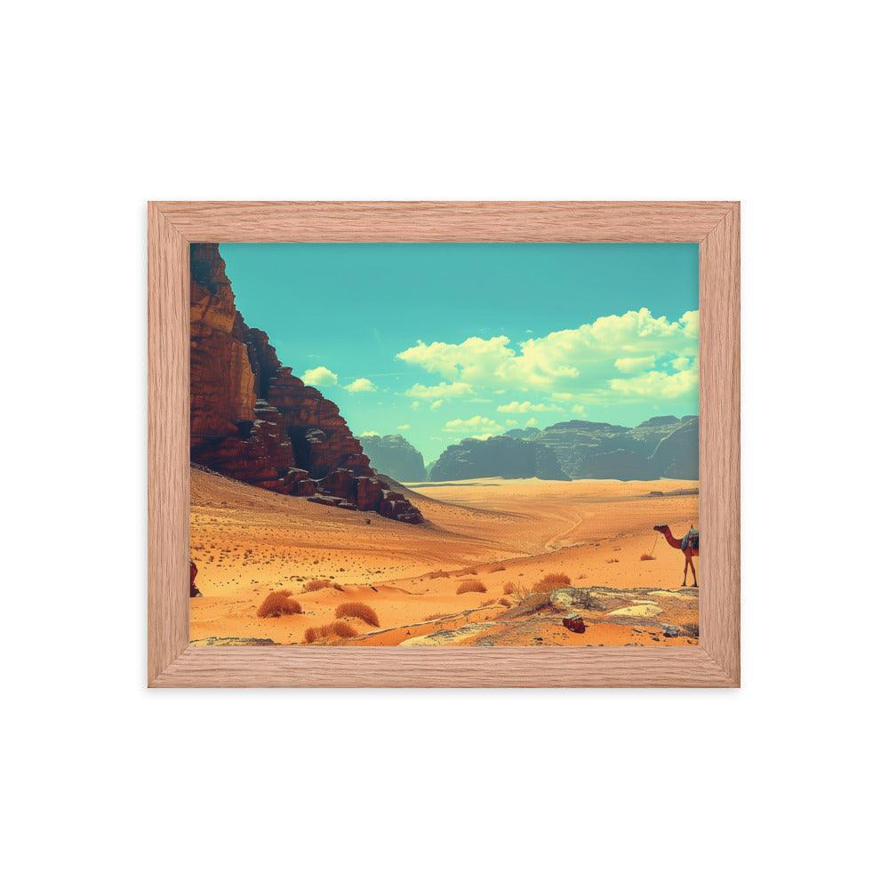 Jordan Wadi Rum Desert Camel Landscape Framed Poster - Oh Posters