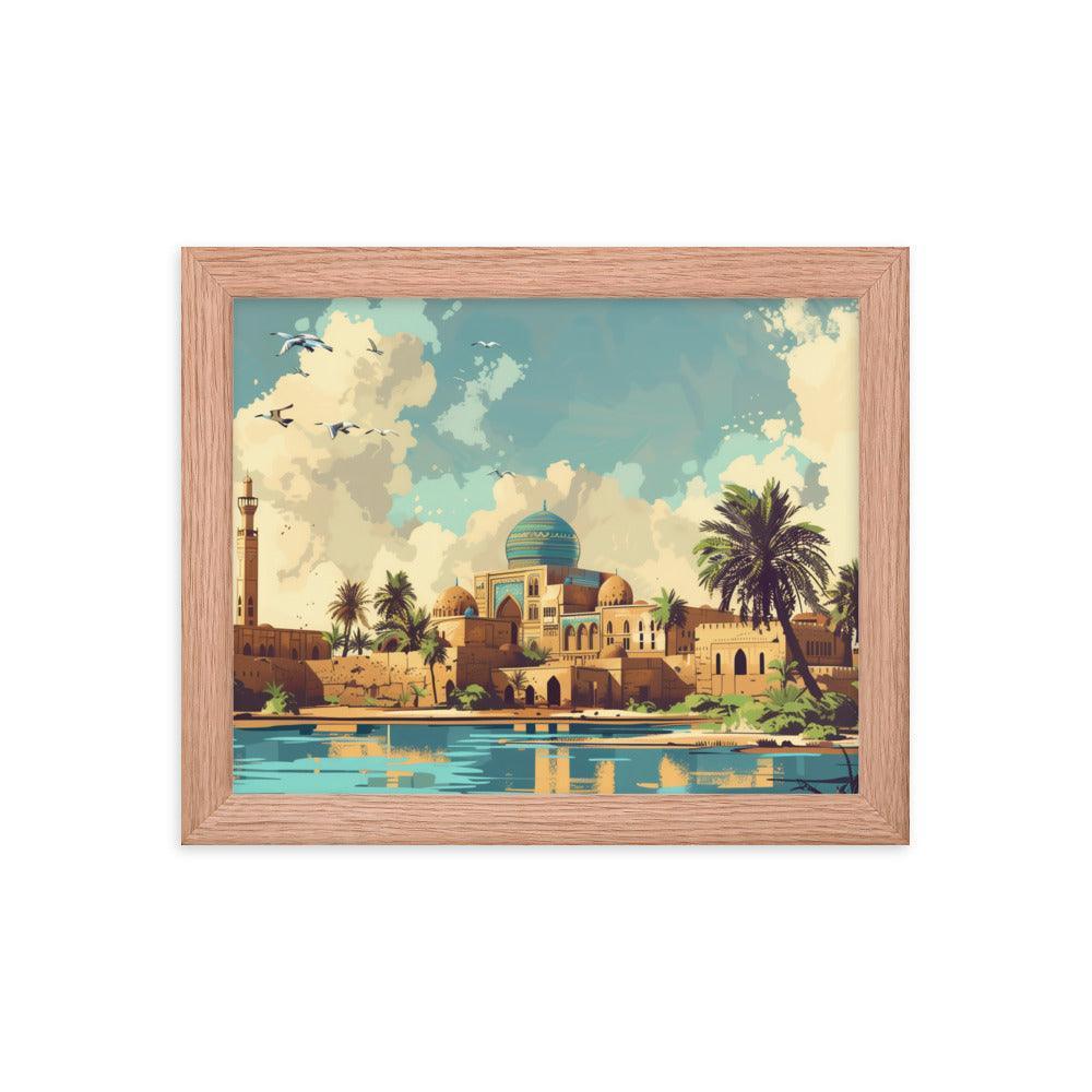 Iraq Riverside Mosque Tropical Landscape Framed Poster - Oh Posters