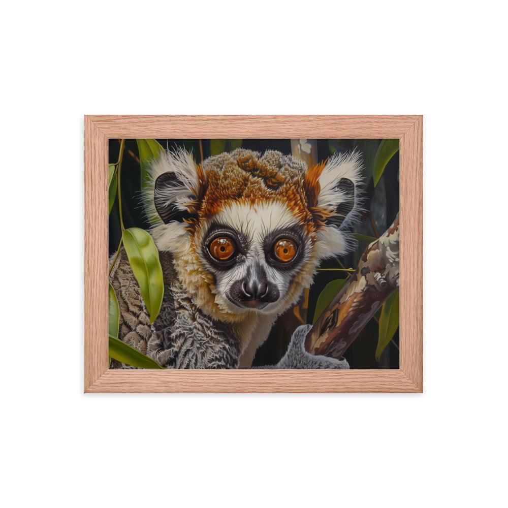 Madagascar Brown Lemur Realistic Wildlife Art Framed Poster - Oh Posters