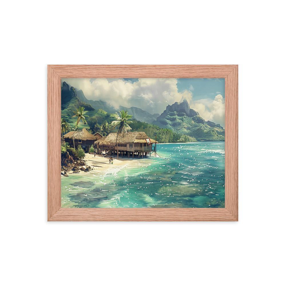 Nauru Tropical Beachside Village Framed Poster - Oh Posters