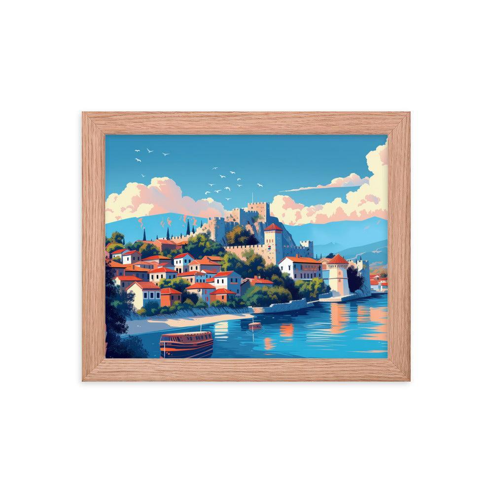 North Macedonia Historic Castle by the Lake Framed Poster - Oh Posters