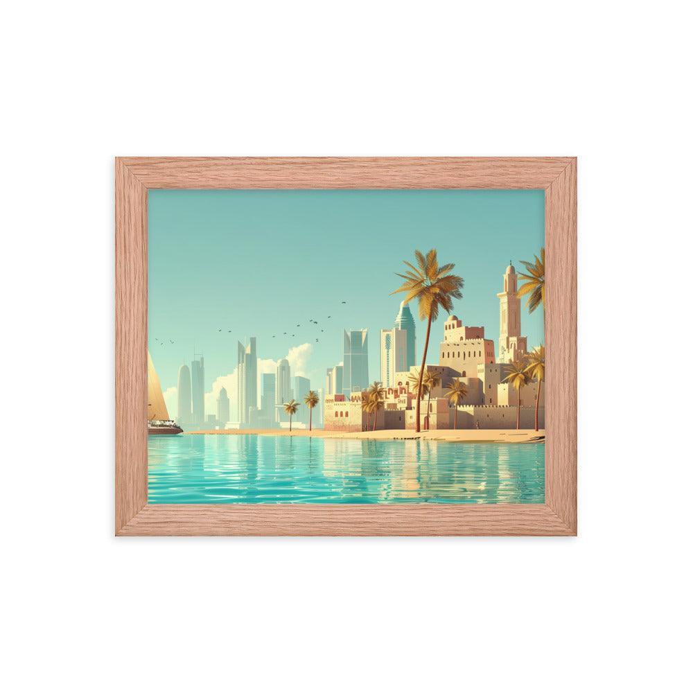 Qatar Traditional and Modern Architecture Seaside Framed Poster - Oh Posters