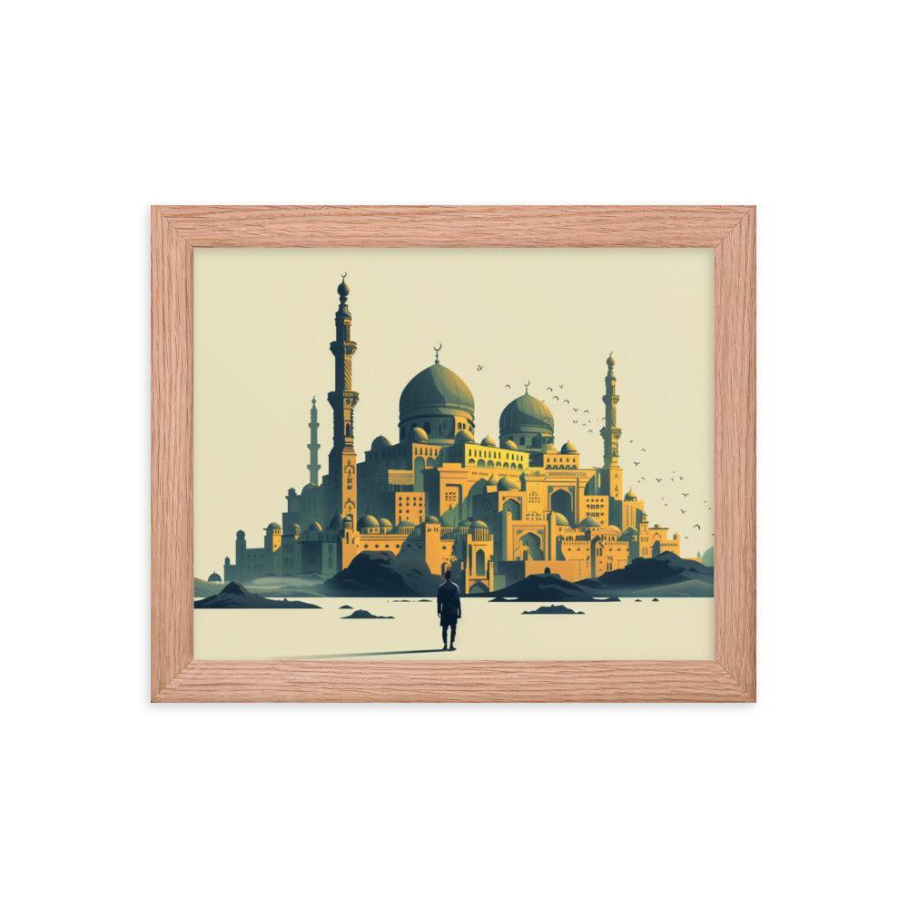 Saudi Arabia Majestic Mosque Desert Landscape Framed Poster - Oh Posters