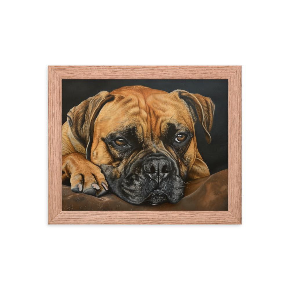 Bullmastiff Resting Portrait Painting Framed Poster - Oh Posters