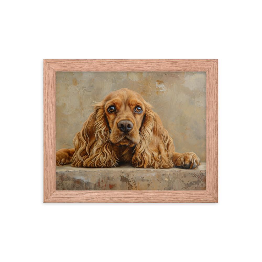 English Cocker Spaniel Resting on Textured Background Painting Framed Poster - Oh Posters