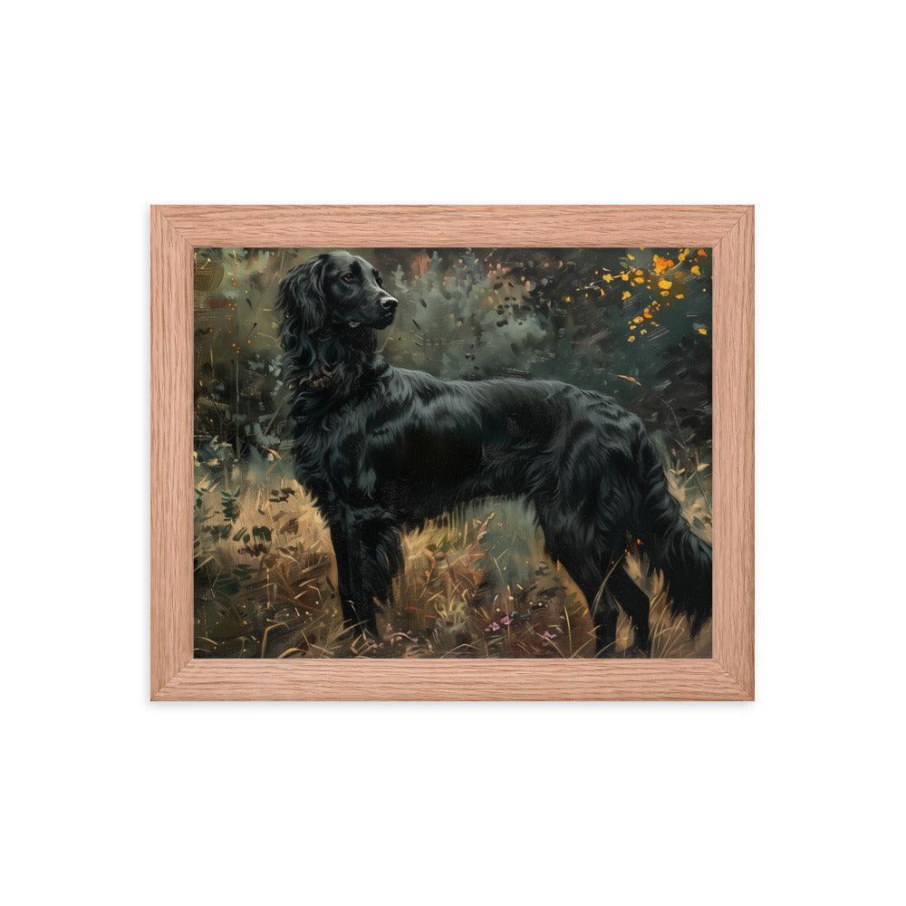 Flat-Coated Retriever in Forest Painting Framed Poster - Oh Posters