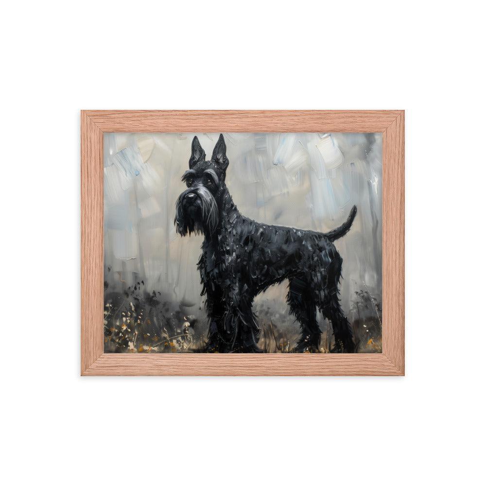 Giant Schnauzer Abstract Black and Gray Portrait Framed Poster - Oh Posters