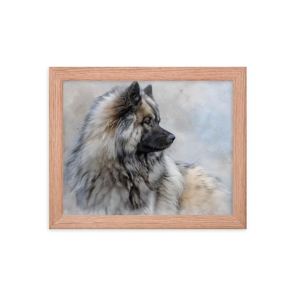 Keeshond Side Profile Winter Painting Framed Poster - Oh Posters