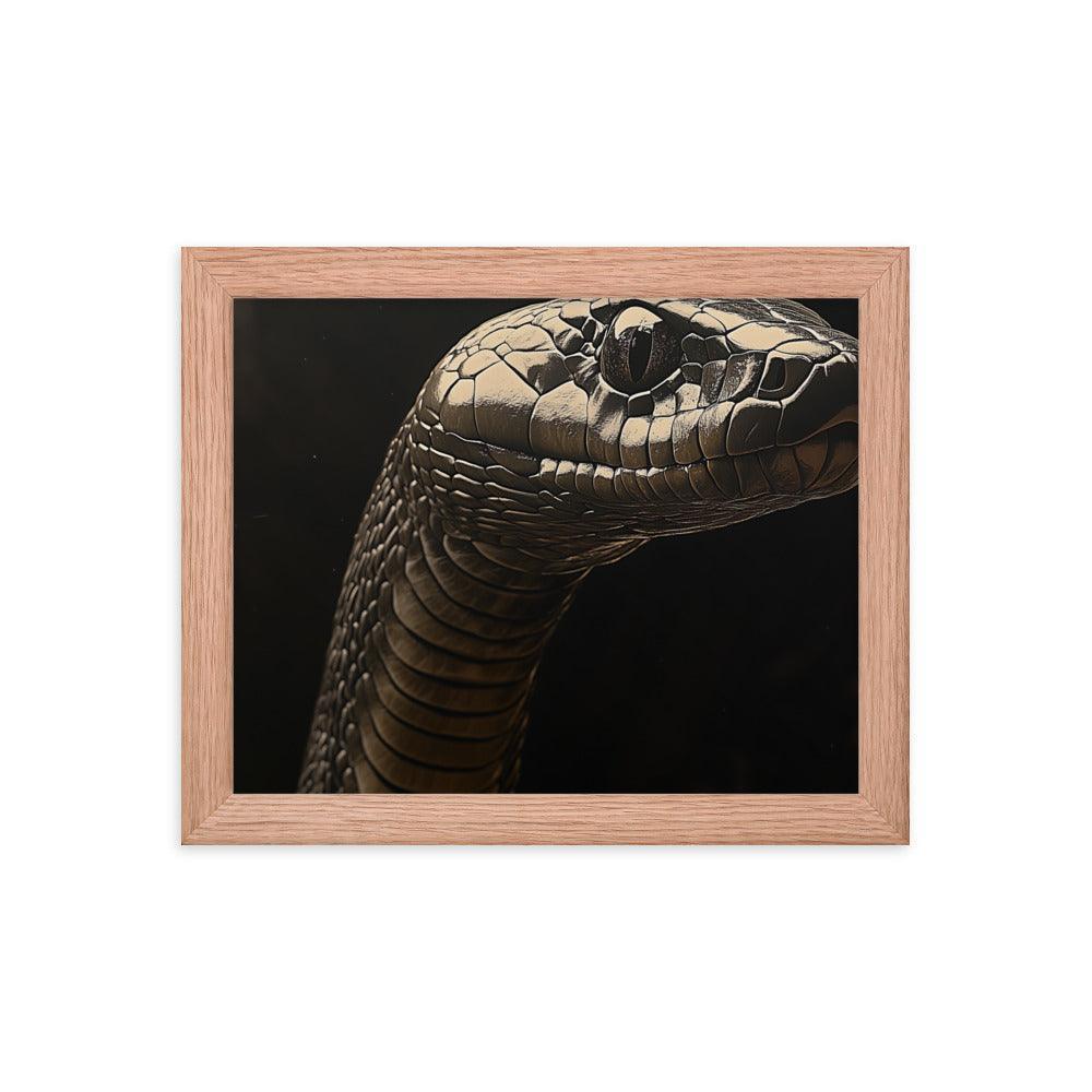 Cobra Snake Realistic Dark Portrait Digital Art Framed Poster - Oh Posters