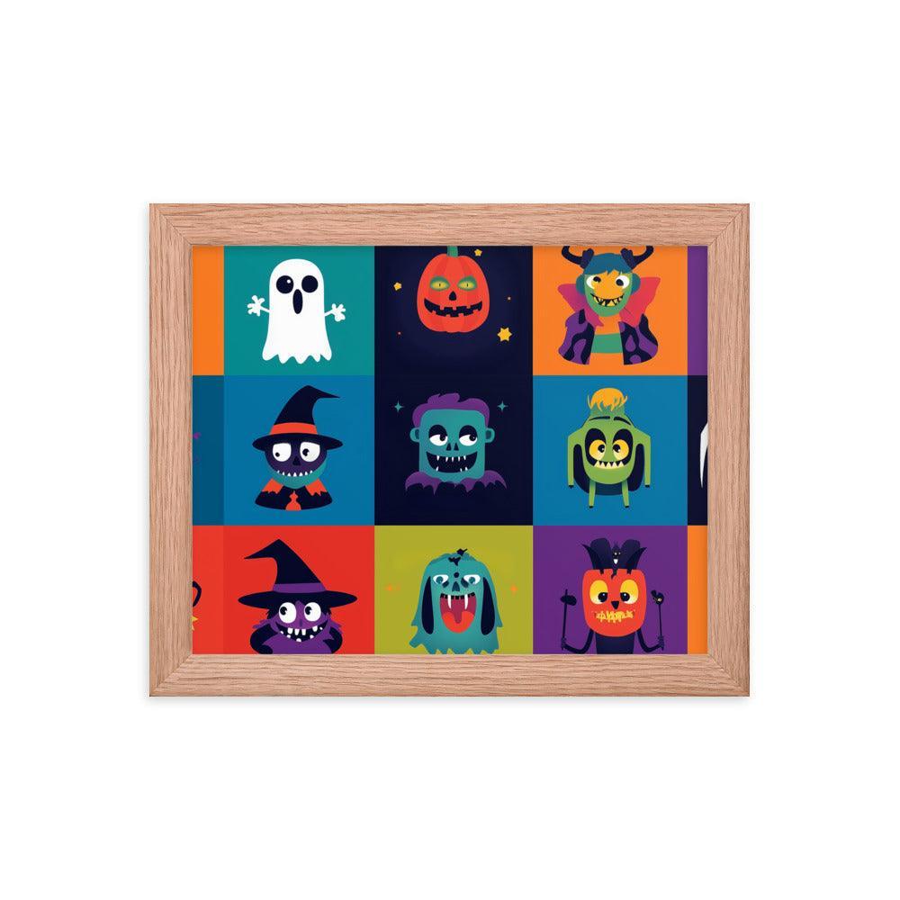 Halloween Monster Faces Assorted Digital Art Framed Poster - Oh Posters