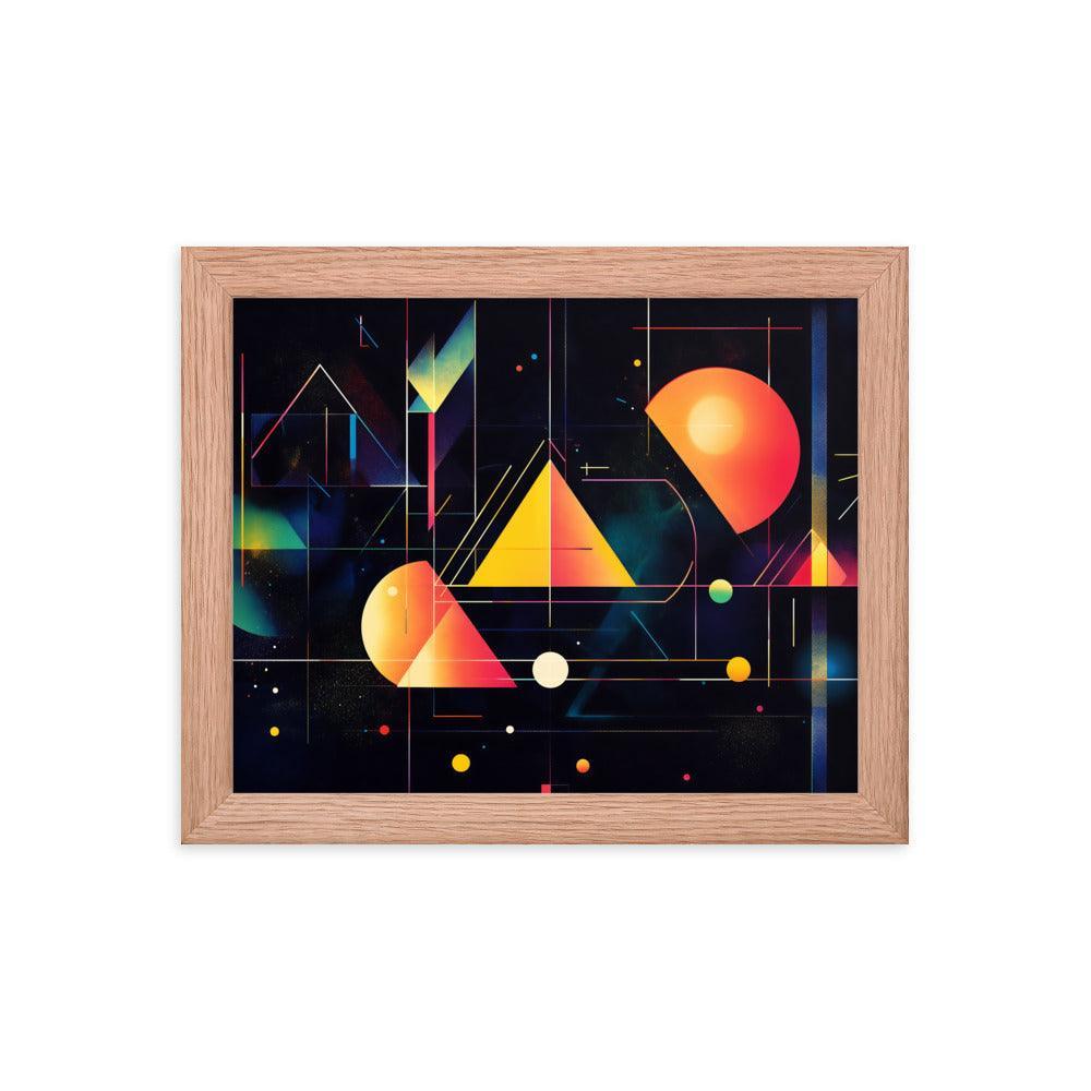 Cosmic Geometric Art with Abstract Shapes and Colorful Patterns for Modern Aesthetics Framed Poster - Oh Posters