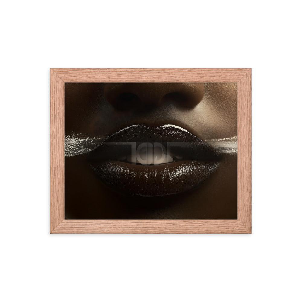 Bold Abstract Face Art with White Accents for Modern Aesthetic Framed Poster - Oh Posters