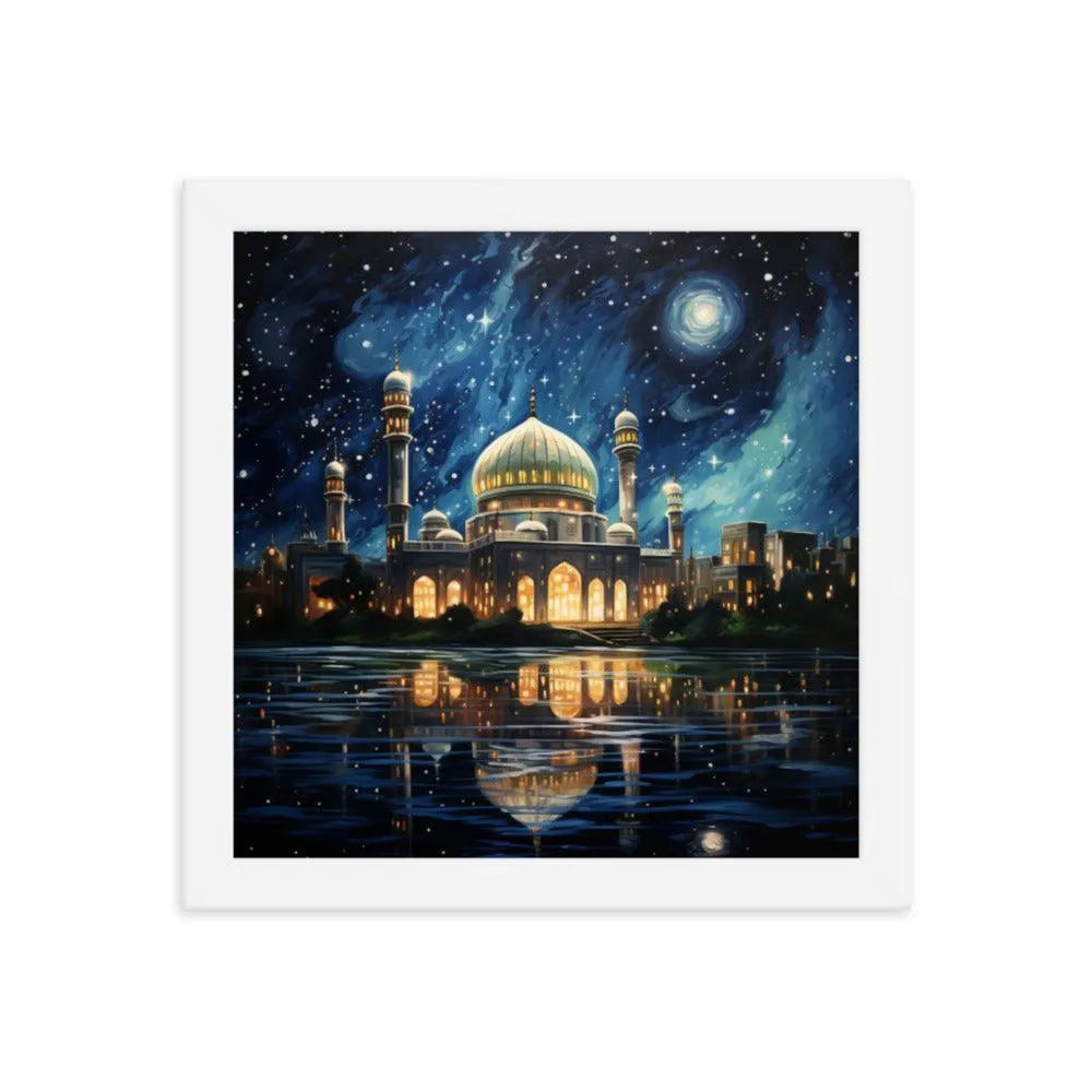 Pakistan Mosque Starry Night Painting Framed Poster - Oh Posters