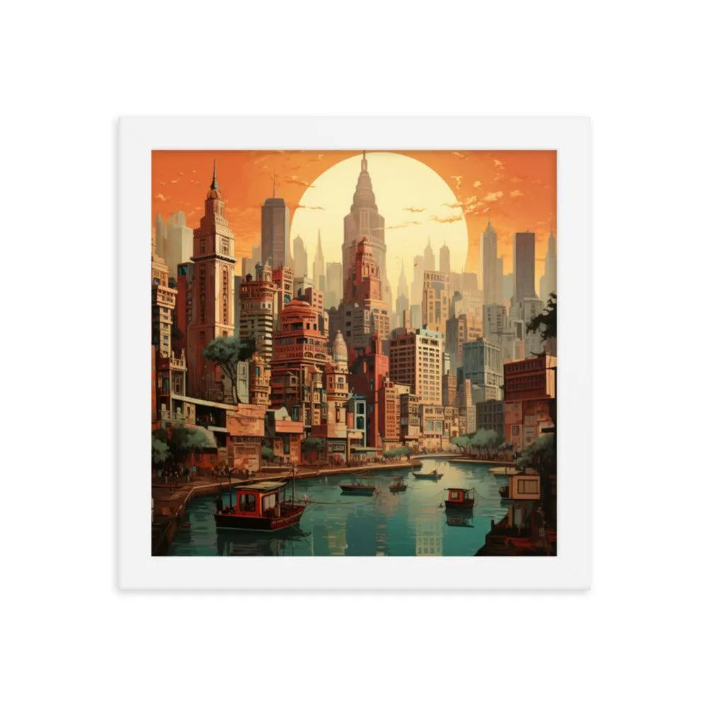 Indian Skyscraper City Painting Framed Poster - Oh Posters