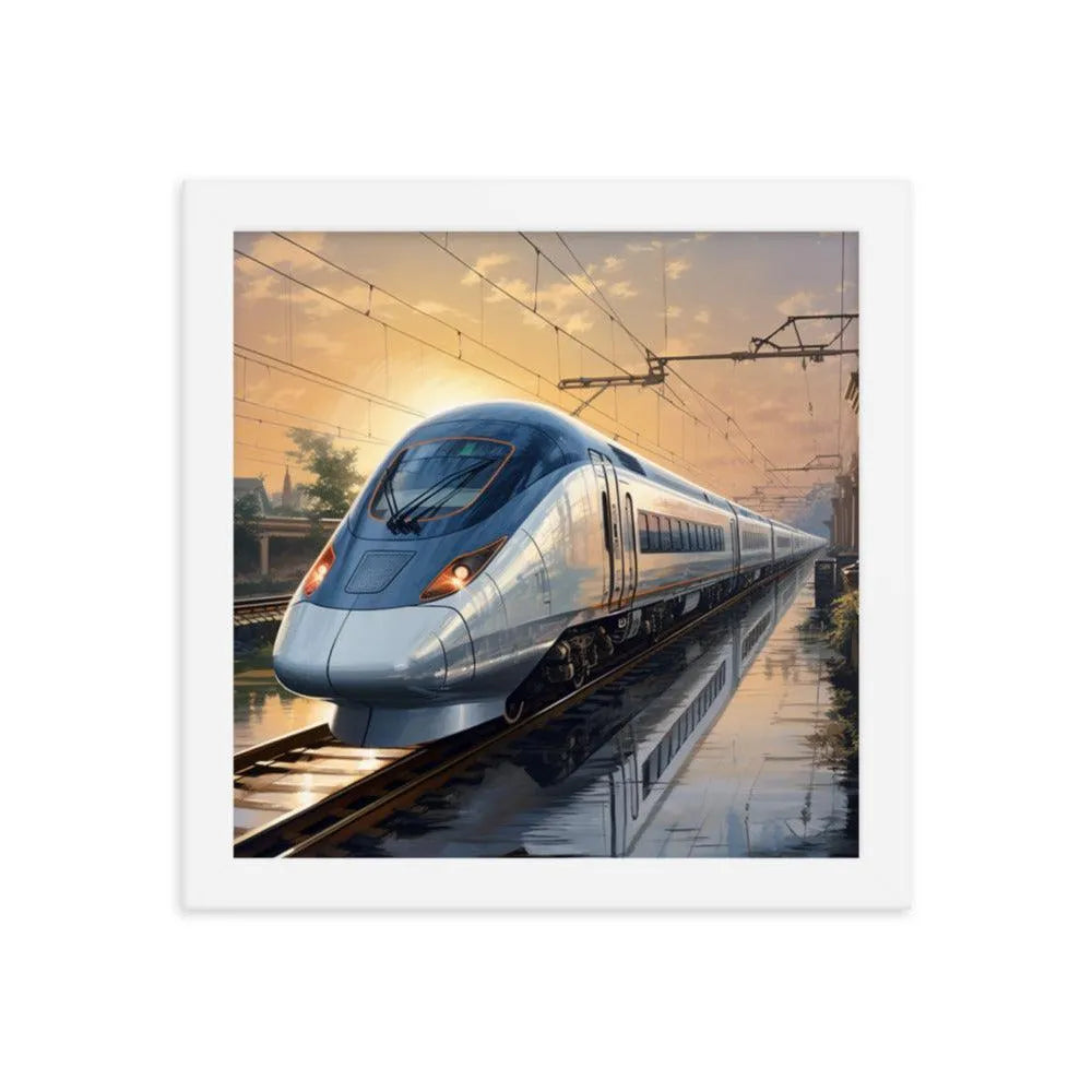 Futuristic Bullet Train in India Painting Framed Poster - Oh Posters