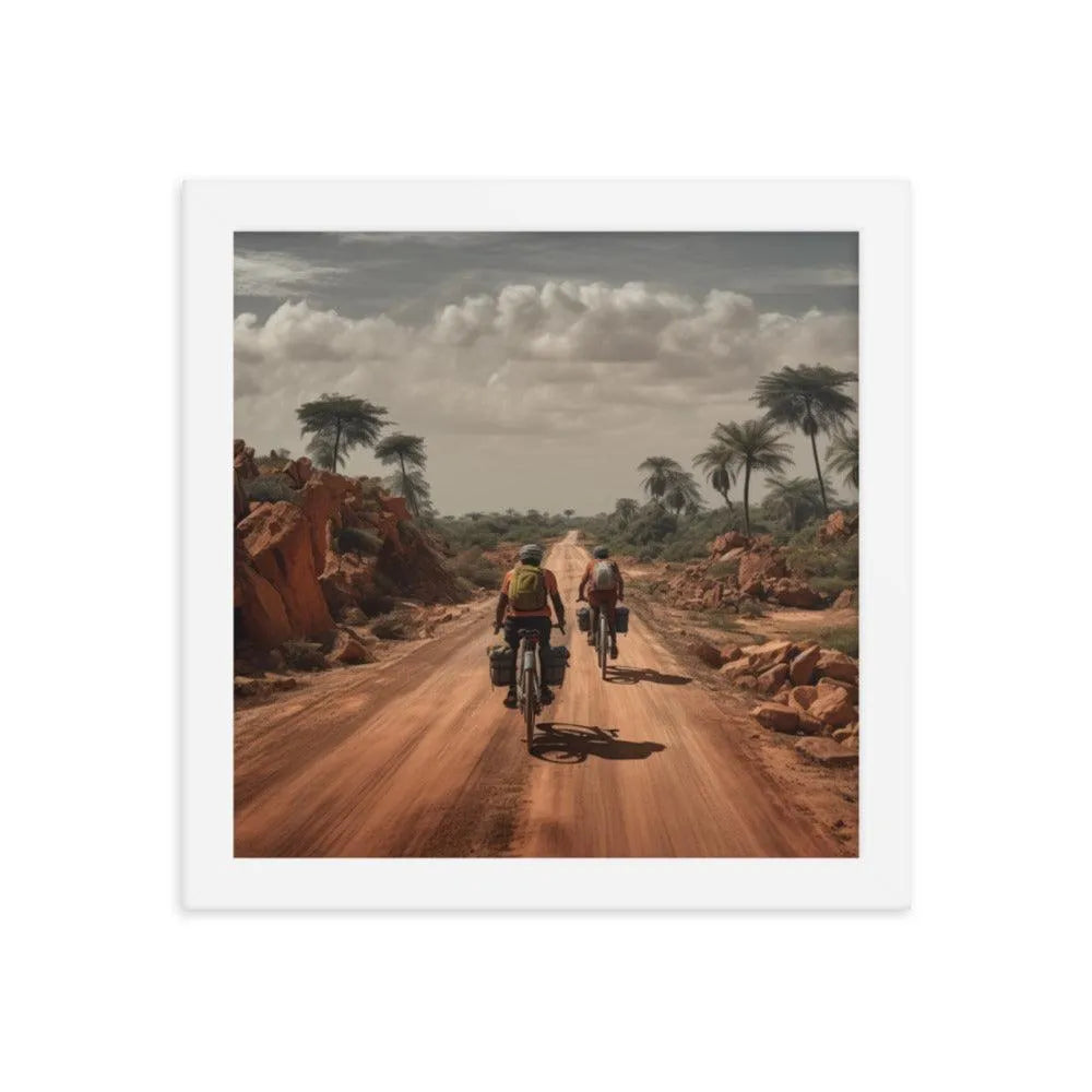 Riding Bicycle on Indian Road Painting Framed Poster - Oh Posters