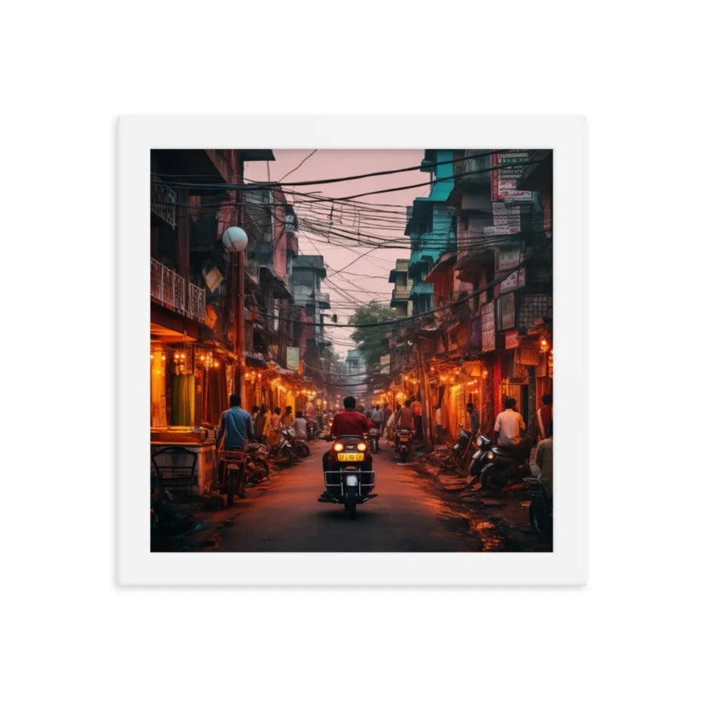 Indian Street Dusk Framed Poster - Oh Posters