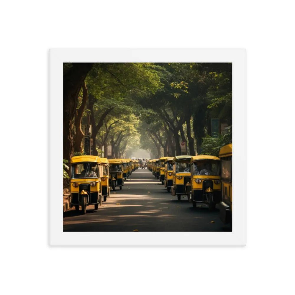 Indian Road with TukTuk Rickshaws Framed Poster - Oh Posters