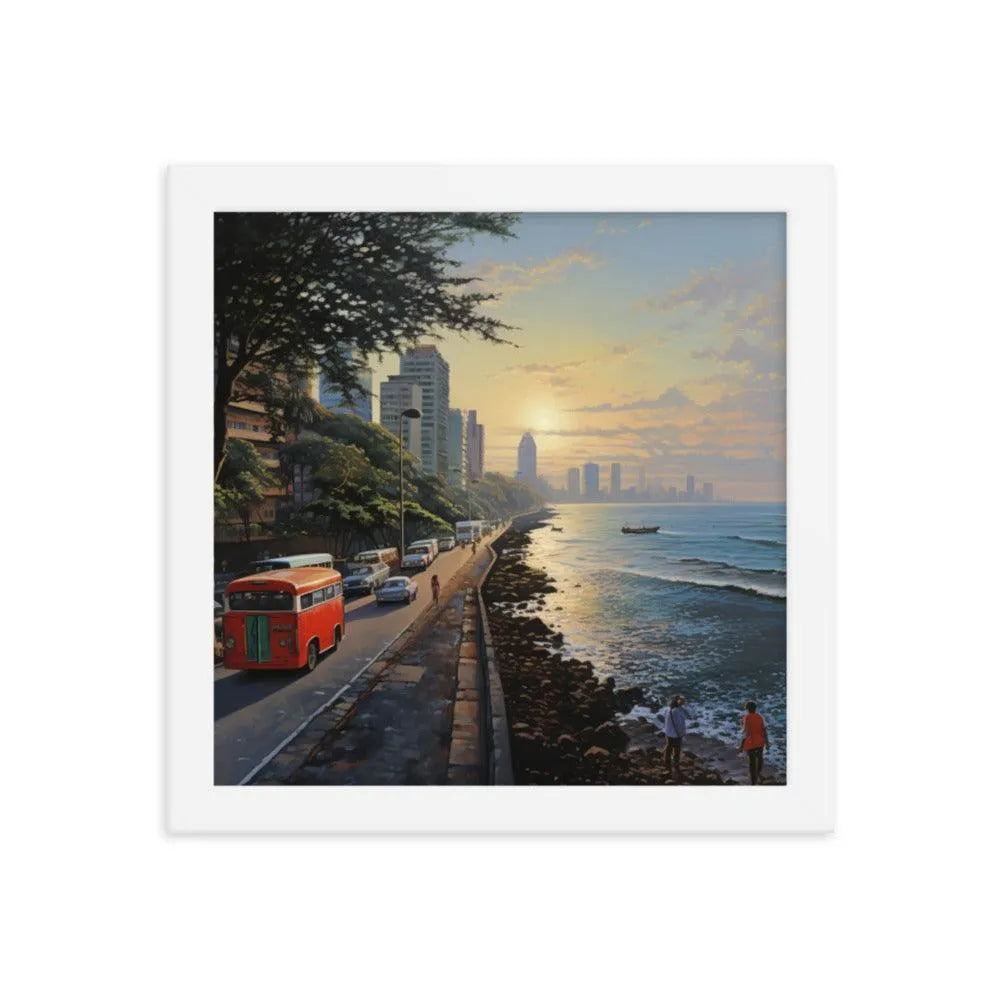 India Mumbai Marine Drive Painting Framed Poster - Oh Posters