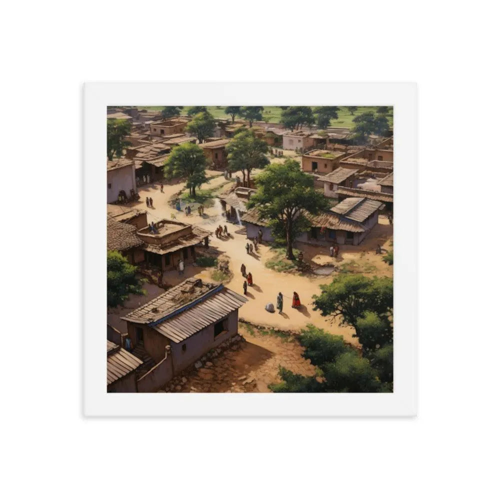 Indian Rural Village BirdsEye-View Framed Poster - Oh Posters