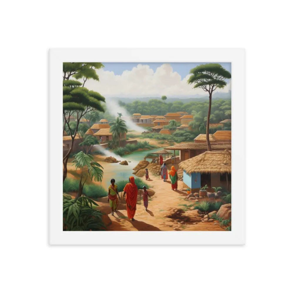 Indian Village Jungle Painting Framed Poster - Oh Posters